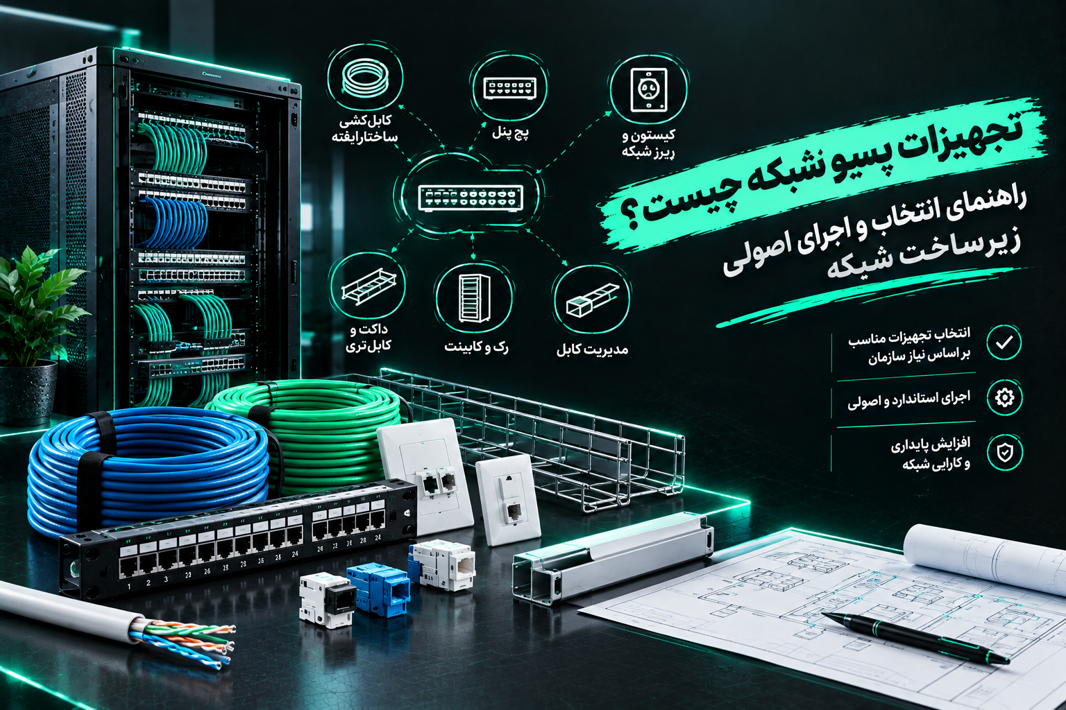تجهیزات پسیو شبکه چیست؟ راهنمای انتخاب و اجرای اصولی زیرساخت شبکه