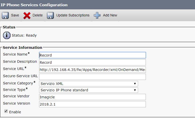 Configuring Imagicle Call Recording in CUCM Call Manager 8