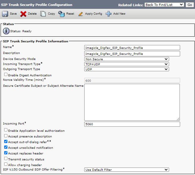 Configuring Imagicle Digital Fax in CUCM 1