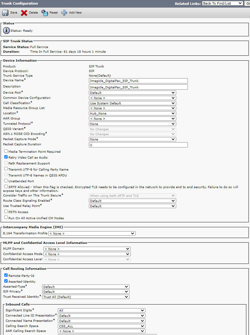 Configuring Imagicle Digital Fax in CUCM 2