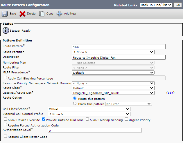 Configuring Imagicle Digital Fax in CUCM 3